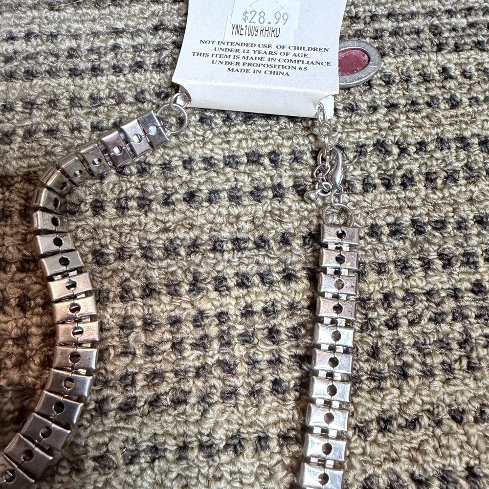 Women’s Mirabella Red Stone Silver-Tone Necklace & Earrings Set - Picture 6 of 8